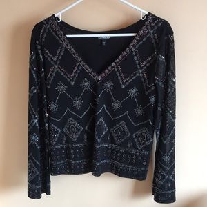 Sequined black Express blouse